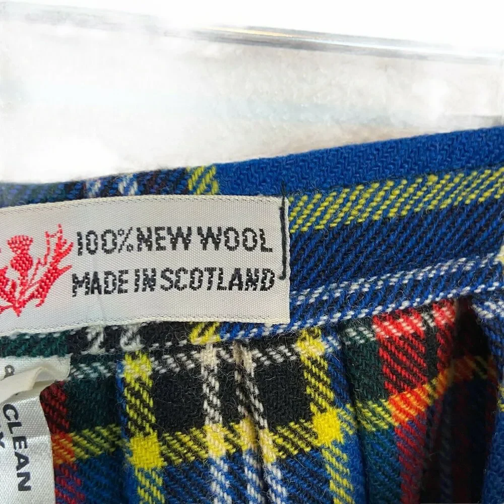 Scottish Tartan Skirt Size XS Kilt Retro Vintage Aston Women Wool Red Black Blue